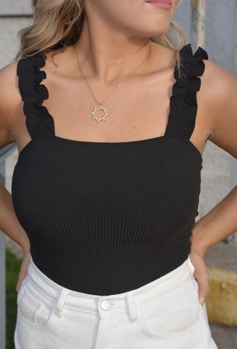 Daydreamer Black Ruffle Bodysuit
