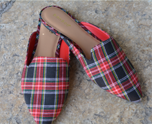 Load image into Gallery viewer, Red Plaid Mules