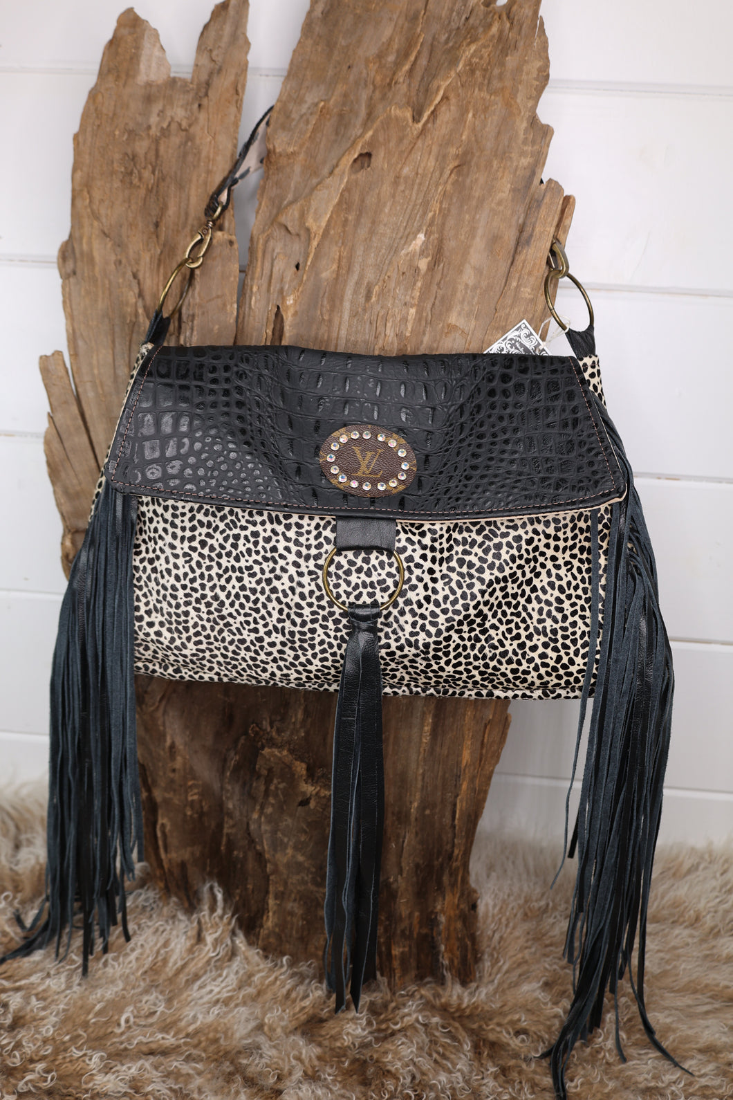 Large Dalmatian Fringe Bag