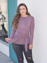 Load image into Gallery viewer, Mauve Tie Front Sweater
