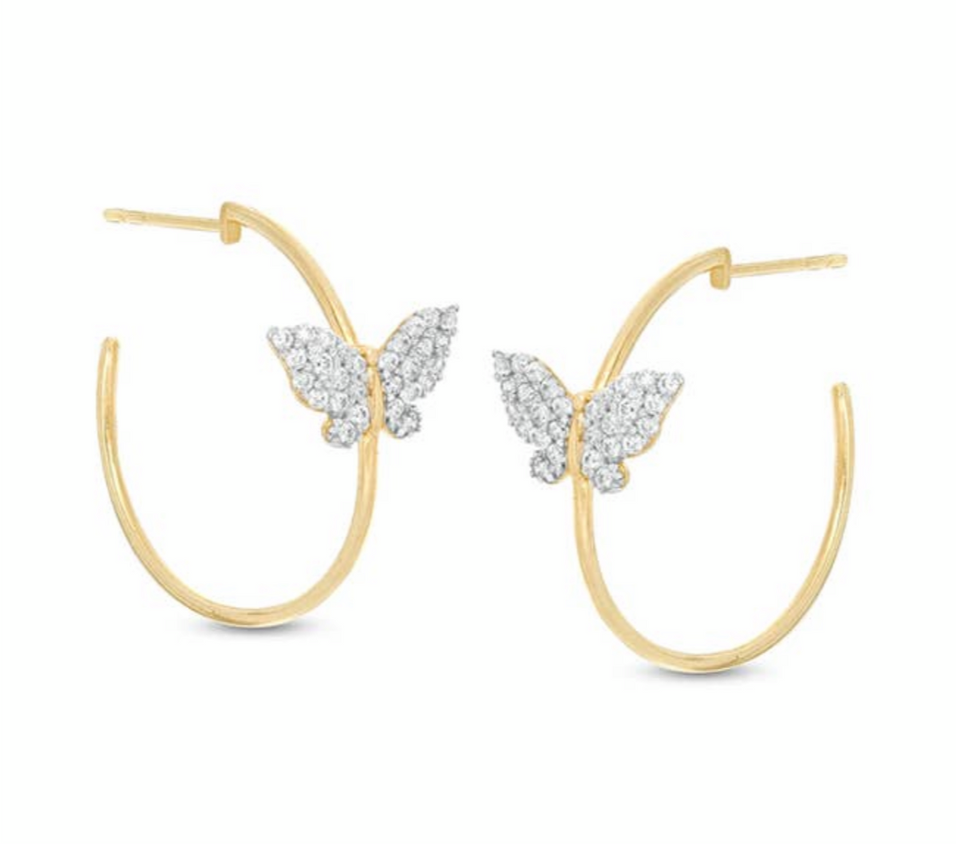 18K Butterfly Hoops