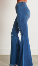 Load image into Gallery viewer, Hazel High Rise Distressed Denim Flares
