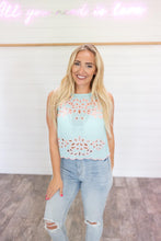 Load image into Gallery viewer, Mint Scalloped Key Hole Tank