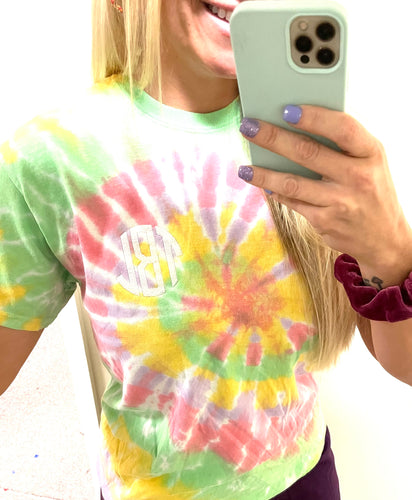 Summer Vibes Tie Dye Monogram Tee