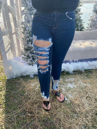 Distressed Dark Wash Denim