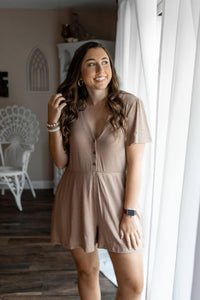 Mocha Ribbed Romper