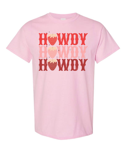 Mama Howdy Tee Pink  🍓Graphic