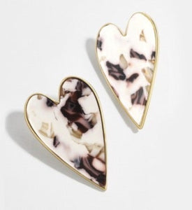 Heart Stud Earrings - White