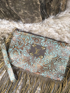 Upcycled Paisley Fringe Wristlet