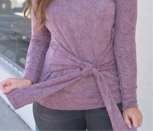 Load image into Gallery viewer, Mauve Tie Front Sweater