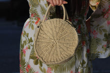 Load image into Gallery viewer, Blue/Cream Wicker Purse