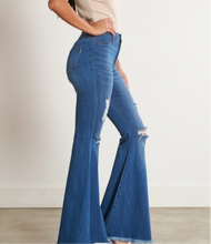 Load image into Gallery viewer, Hazel High Rise Distressed Denim Flares