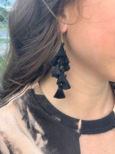 Load image into Gallery viewer, Black Tier Tassel Earrings