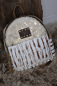 White and Gold Mini Upcycled Backpack