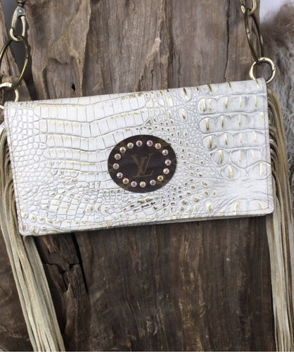 Upcycled White Croc Crossbody