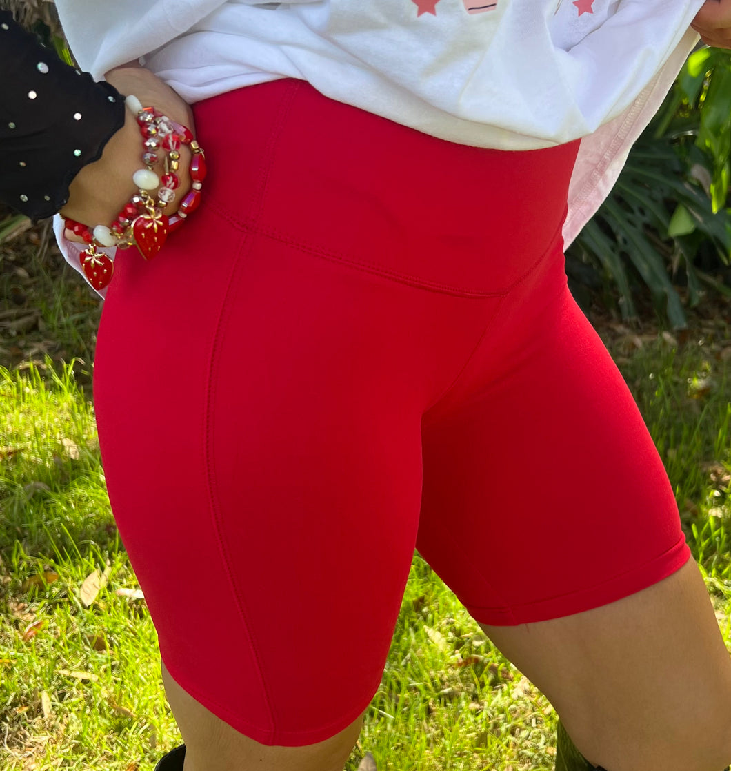 Red Biker Shorts