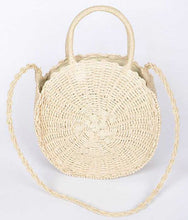 Load image into Gallery viewer, Blue/Cream Wicker Purse