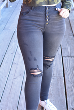 Load image into Gallery viewer, Sadie Black Button Front Denim