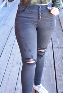 Sadie Black Button Front Denim