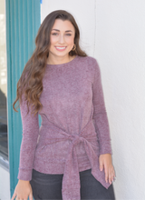 Load image into Gallery viewer, Mauve Tie Front Sweater