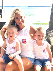 Red White and Blue Custom Monogram Tank