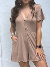 Load image into Gallery viewer, Mocha Ribbed Romper