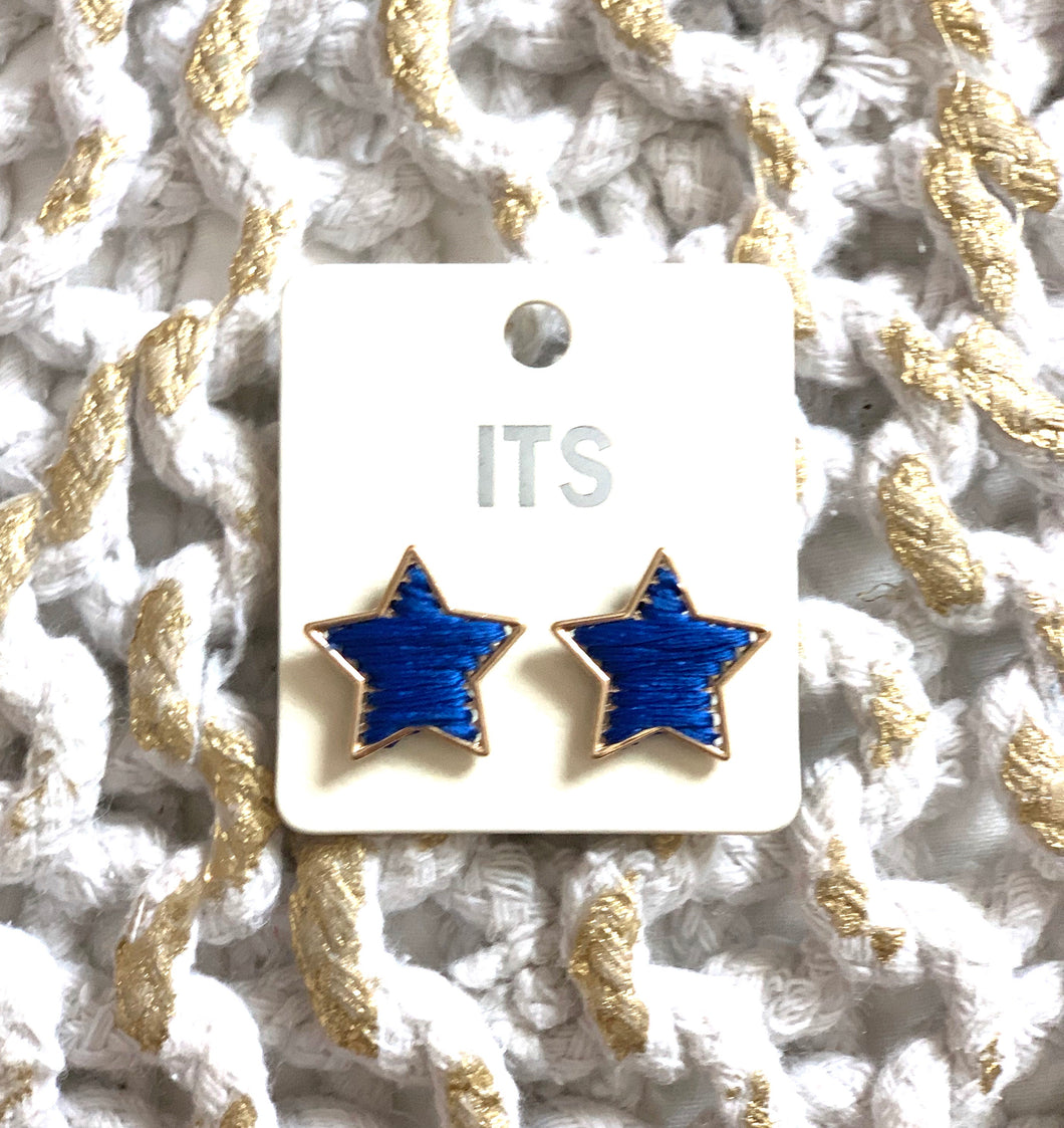 Blue Star Stud Earrings