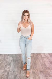 Selena Distressed Light-Wash Denim Jeans