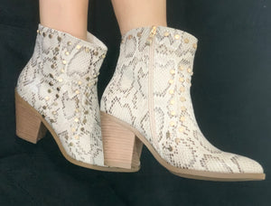 Studded Snakeskin Booties