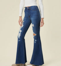 Load image into Gallery viewer, Extreme Distressed Denim Flares