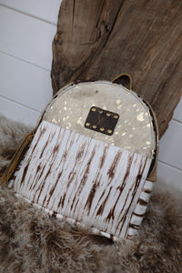 White and Gold Mini Upcycled Backpack